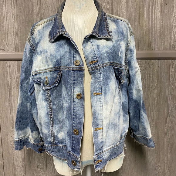 Ashley Stewart Jackets & Blazers - Distressed Bleached Jean Jacket 18w Ashley Stewart
